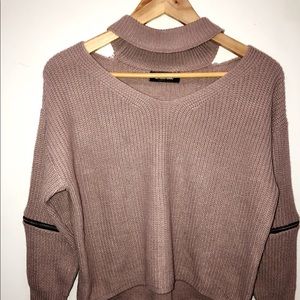Cut out choker chunky sweater
